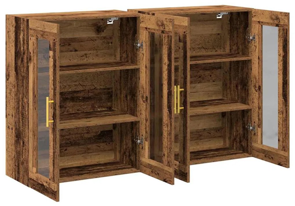 vidaXL Ντουλάπια Τοίχου 2 pcs Παλιό Ξύλο 69,5 x 34 x 90 εκ.