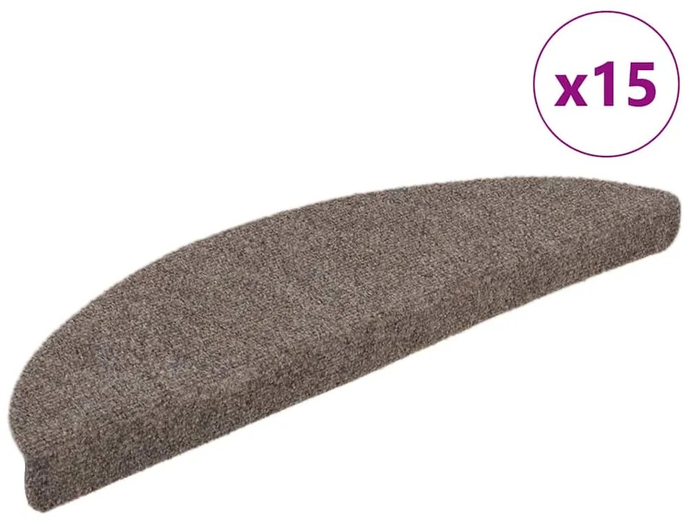 vidaXL Πατάκια Σκάλας Αυτοκόλλητα 15 τεμ Κρεμ 65x21x4 εκ. Βελονιασμένο