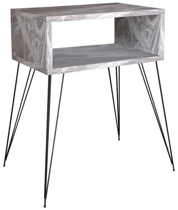 Κομοδίνο Naida γκρι μαρμάρου μελαμίνης 45x30x59εκ 45x30x59 εκ.