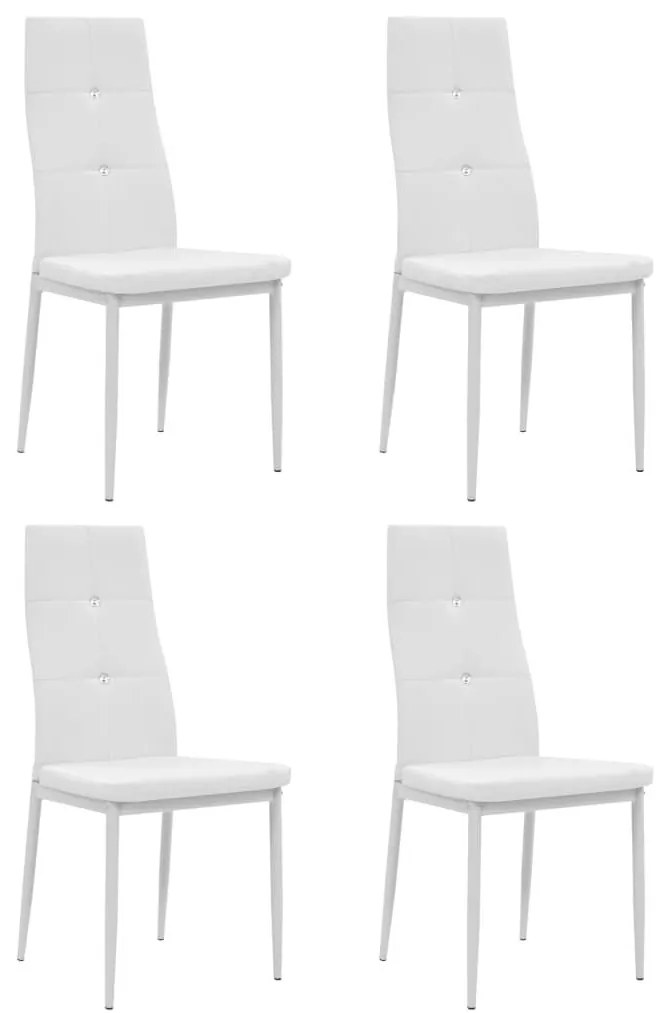 Καρέκλες Τραπεζαρίας 4 τεμ. Λευκές από Συνθετικό Δέρμα - Λευκό