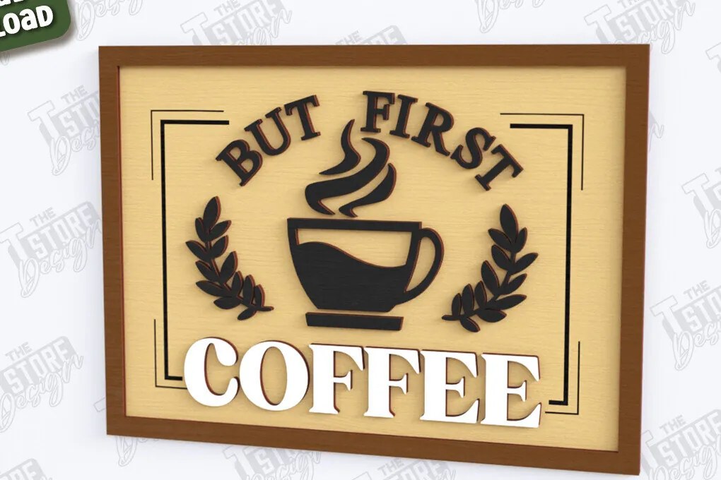 Intra απο ξύλο plywood 3mm-4mm πάχος - Coffee Wall Sign Laser Cut |Coffee House Δίασταση 30x20 cm INTRAFABR-123431473