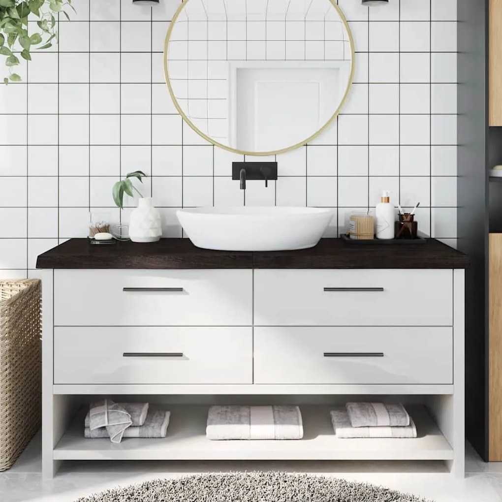 vidaXL Πάγκος Μπάνιου Σκούρο Καφέ 160x60x(2-6) εκ. Επεξεργ. Μασίφ Ξύλο
