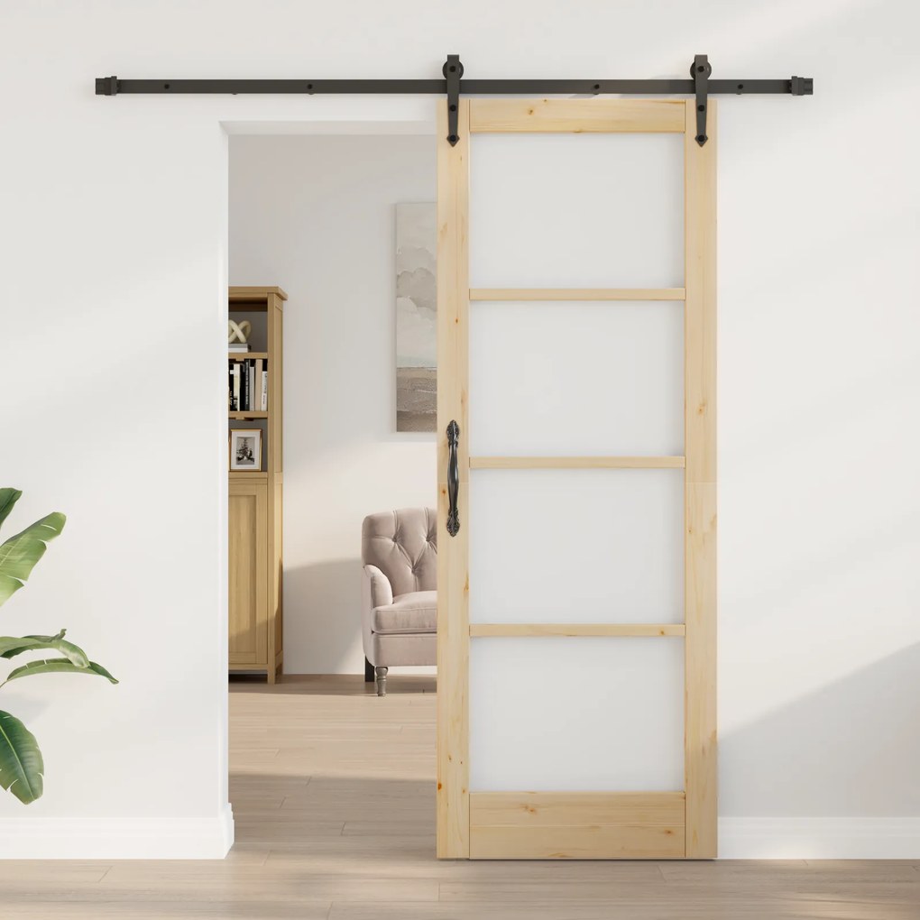 vidaXL Σετ Συρόμενης Πόρτας  με Υλικά 78x211 εκ Μασίφ Ξύλο Πεύκου