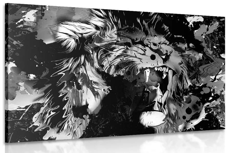 Εικόνα κεφαλιού λιονταριού σε μαύρο & άσπρο - 120x80