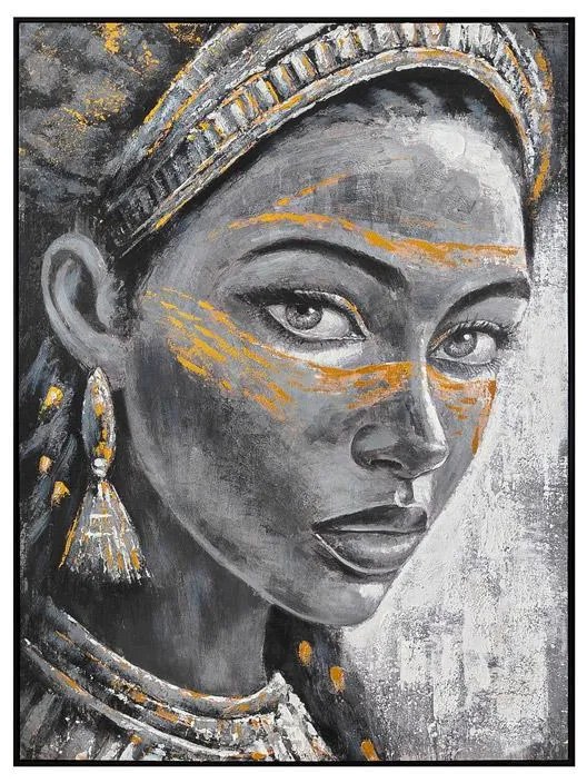 Πίνακας σε Καμβά &quot;Woman Face&quot; FL2671 Fylliana Γκρί - Χρυσό 90x3x120 εκ. 90x3x120 εκ.