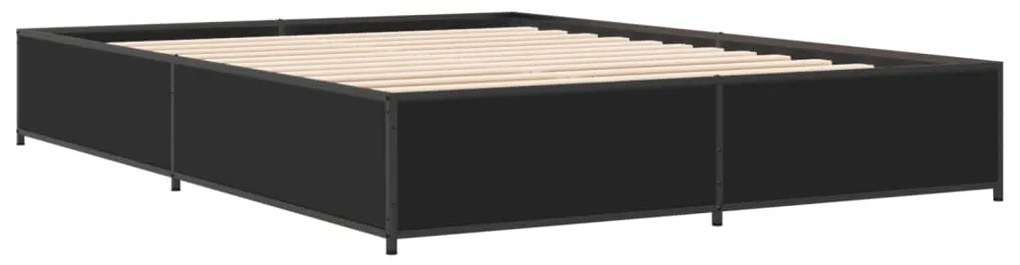 vidaXL Πλαίσιο Κρεβατιού Μαύρο 140x200 εκ. Επεξεργ. Ξύλο και Μέταλλο