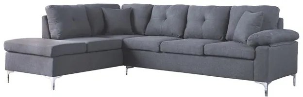 ΚΑΝΑΠΕΣ ΓΩΝΙΑ ΑΡΙΣΤΕΡΗ ZAILA HM3087L ΥΦΑΣΜΑ ΓΚΡΙ 282x197x90Υ εκ.