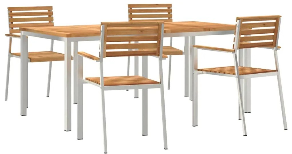 vidaXL Σέτ φαγητού για κήπο 5 pcs Καφέ Στερεό Ξύλο Τίκ