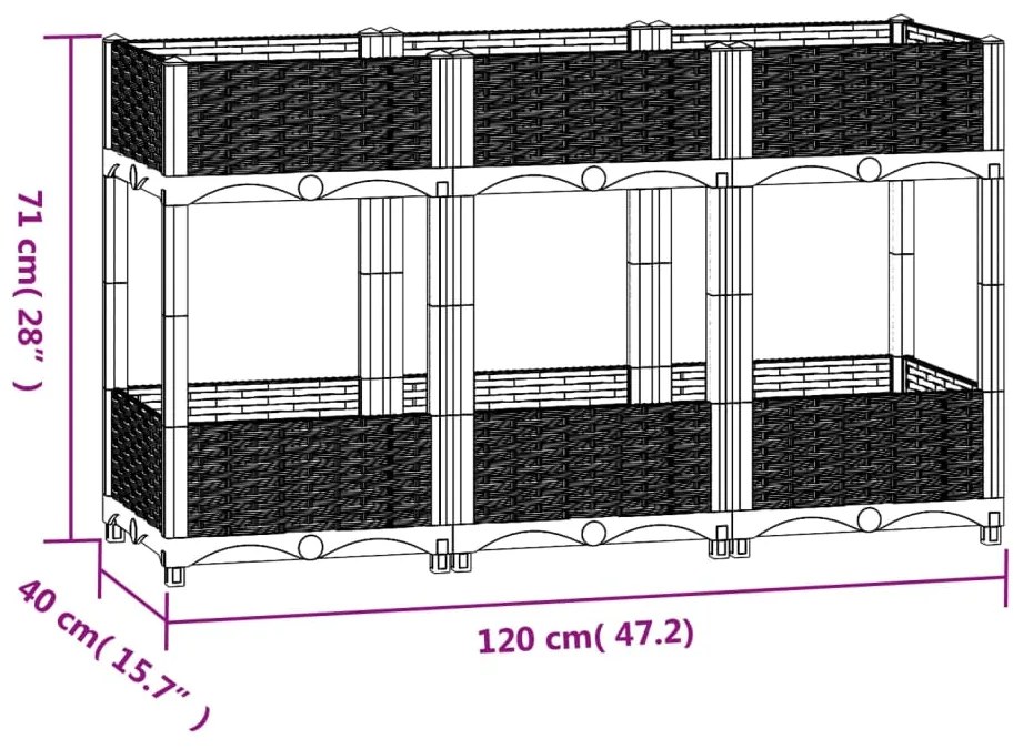 vidaXL Ζαρντινιέρα 120 x 40 x 71 εκ. από Πολυπροπυλένιο