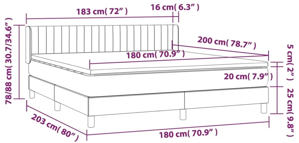 Κρεβάτι Boxspring με Στρώμα Κρεμ 180x200 εκ. Υφασμάτινο - Κρεμ