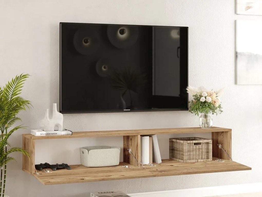 Τραπέζι Tv Ashburn 116, Πεύκο, Με πόρτες, 180x30x32cm