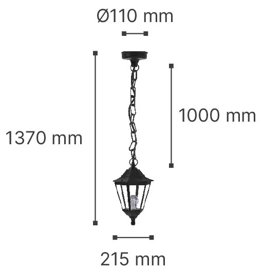 Φωτιστικό Οροφής Redfish 1xE27 Outdoor Pendant Light Black D:137cmx21.5cm (80300114) - 80300114 - 80300114