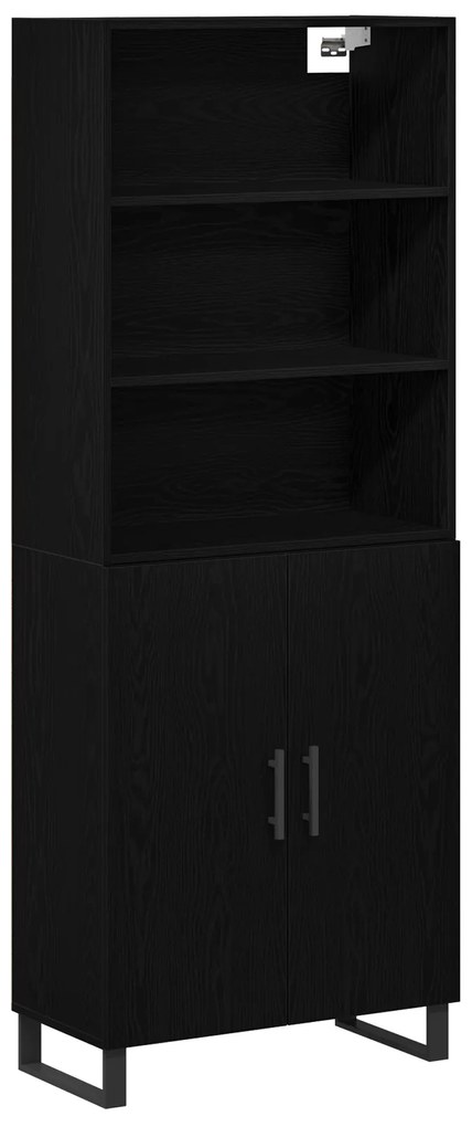 vidaXL Υψηλός Πάγκος Μαύρης Βελανιδιάς 69.5x34x180 εκ. Μηχανικά ξύλα