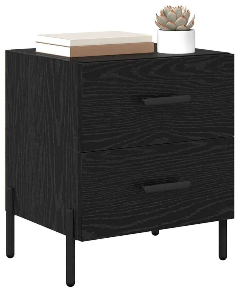 vidaXL Κομοδίνο 2 pcs Μαύρη δρυς 40 x 35 x 47.5 εκ Επεξεργασμένο ξύλο