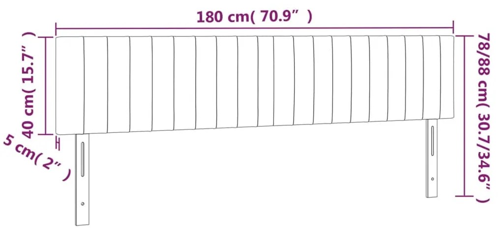 vidaXL Κεφαλάρι Κρεβατιού LED Ανοιχτό Γκρι 180x5x78/88 εκ. Βελούδινο