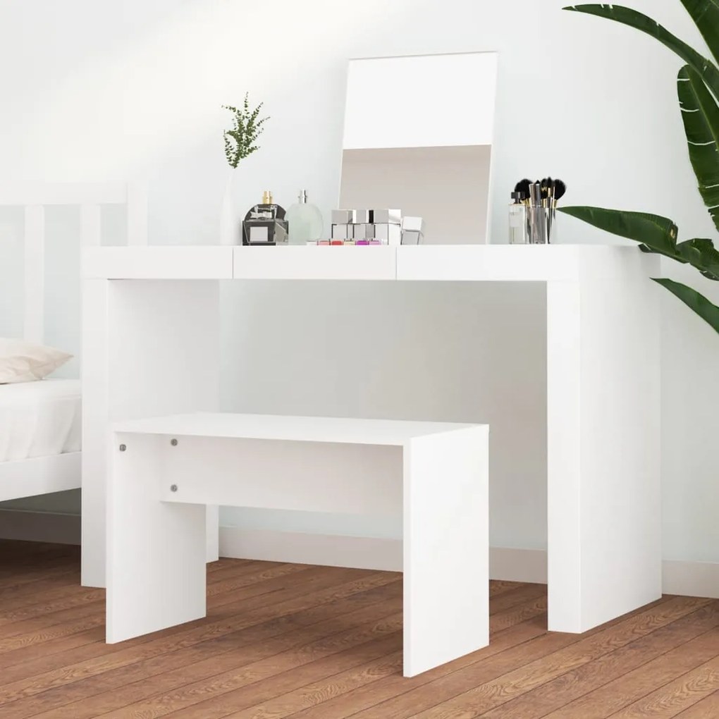 vidaXL Σκαμπό Μπουντουάρ Λευκό 70 x 35 x 45 εκ. Επεξ. Ξύλο