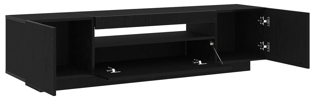vidaXL Κάδος τηλεόρασης με LED φώτα, Μαύρο Δρυς, 160x35x40 εκ., από επεξεργασμένο ξύλο