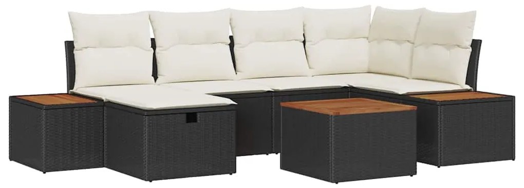 vidaXL Σετ Καναπέ Κήπου 7 pcs Μαύρο 55 x 62 x 69 εκ Πολυ ράταν