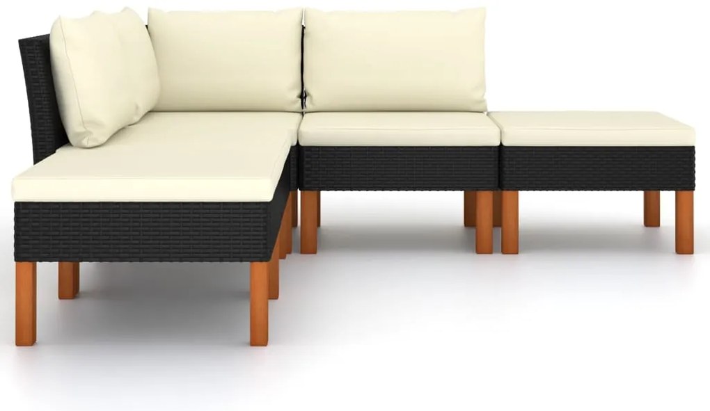 vidaXL Σαλόνι Κήπου 5 Τεμαχίων Μαύρο από Συνθετικό Ρατάν με Μαξιλάρια