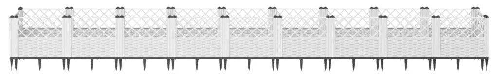 vidaXL Ζαρντινιέρα με Πασσάλους Λευκή 363,5x43,5x43,5εκ Πολυπροπυλένιο
