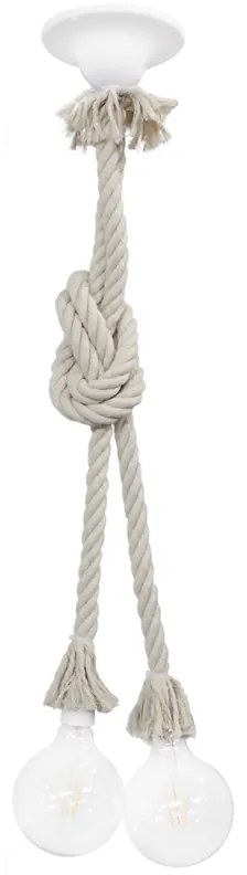 Φωτιστικό Οροφής Mac-02C Rope 31-1075 White Heronia Σχοινί, Πλαστικό