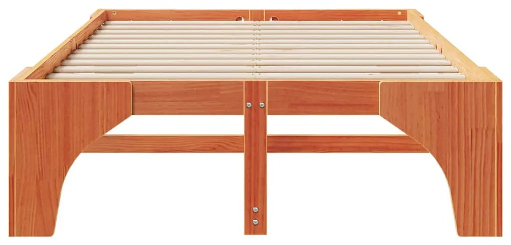 vidaXL Κρεβάτι δαπέδου Καφέ 140 x 190 cm Μασίφ ξύλο πεύκου