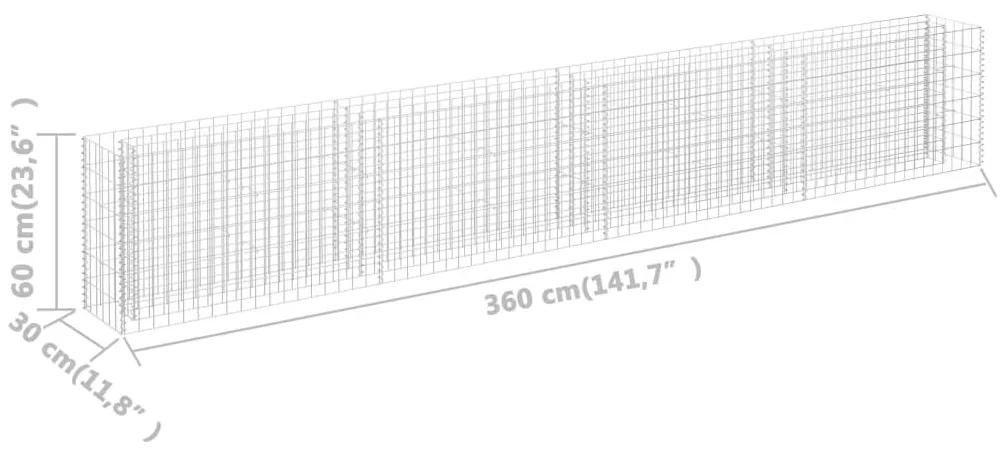 Συρματοκιβώτιο-Γλάστρα Υπερυψωμένη 360x30x60 εκ. Γαλβ. Χάλυβας - Ασήμι