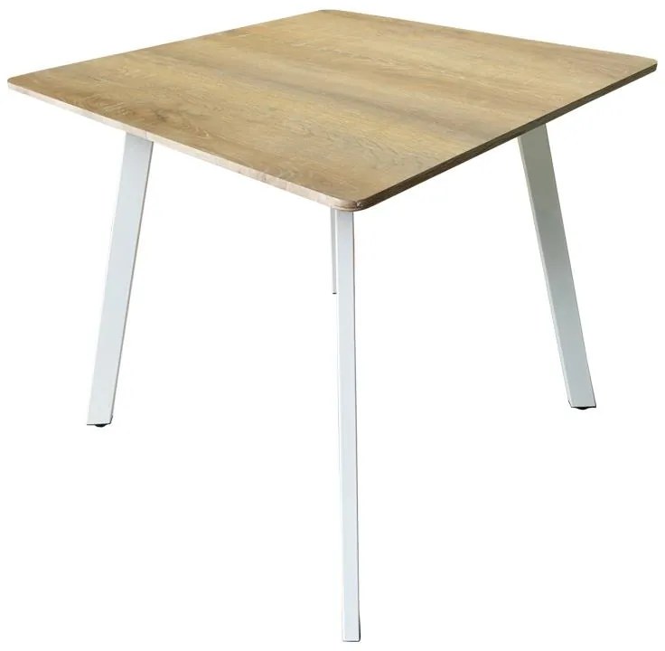 Τραπέζι Squaro sonoma mdf με λευκά μεταλλικά πόδια 80x80x75εκ 80x80x75 εκ.