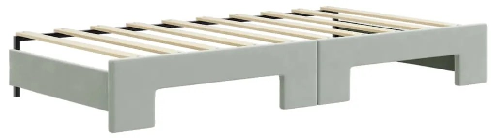 vidaXL Καναπές Κρεβάτι Συρόμενος Αν. Γκρι 90x190 εκ Βελούδο &amp; Συρτάρια