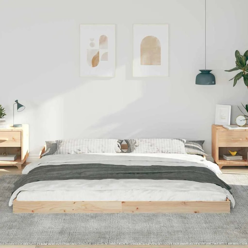 vidaXL Σκελετός Κρεβατιού Καφέ 200 x 210 cm Μασίφ ξύλο πεύκου