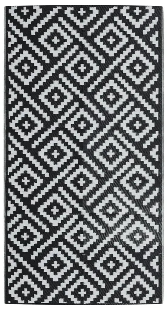 vidaXL Χαλί εξωτερικού χώρου ARAKIL Λευκό και μαύρο 80x150 cm PP