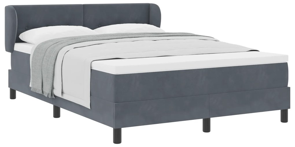 vidaXL Κρεβάτι Box Spring με Στρωση Στρώμα Σκούρο Γκρι 160x200 εκ. Βελούδο