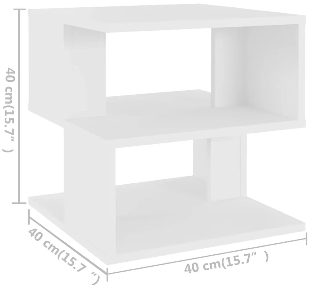 vidaXL Τραπέζι Βοηθητικό Λευκό 40 x 40 x 40 εκ. από Επεξ. Ξύλο