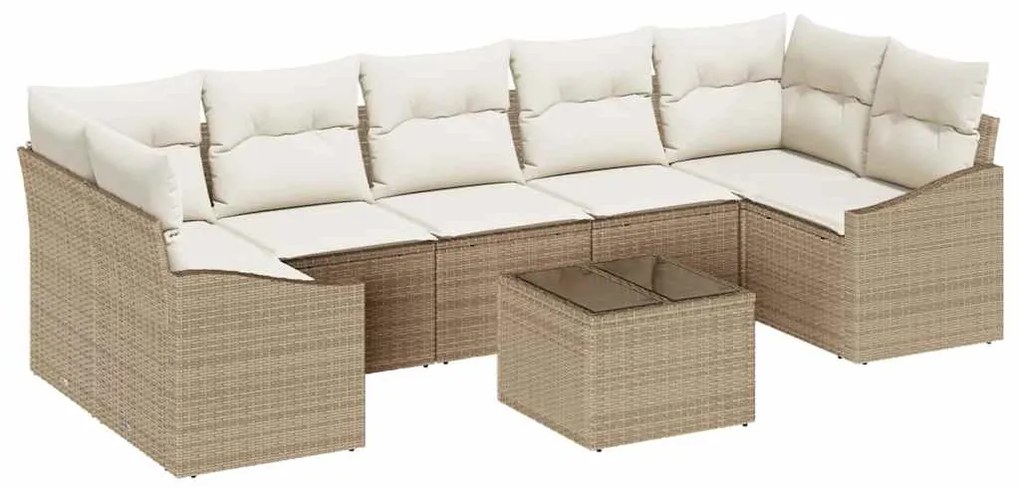 vidaXL Σετ Καναπέ Κήπου με μαξιλάρι 8 pcs Μπεζ, Κρέμα 55 x 55 x 37 εκ
