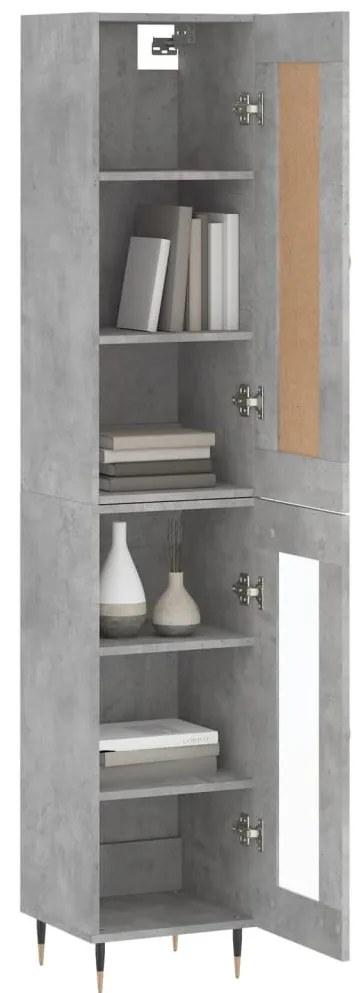 vidaXL Ντουλάπι Γκρι Σκυροδέματος 34,5x34x180 εκ. Επεξεργασμένο Ξύλο