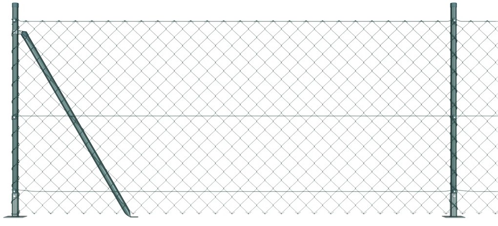 vidaXL Συρματόπλεγμα με 7 Φλαντζωτές Κολώνες 0.8 x 10 m Γαλβανισμένο Ατσάλι