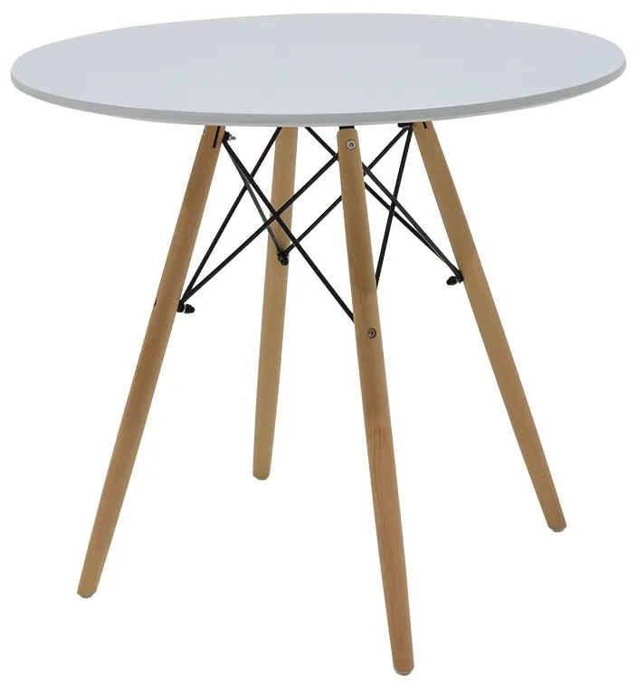 Τραπεζαρία Julita-Gaston pakoworld σετ 3τεμ σε απόχρωση φυσικό-λευκό Φ80x73εκ