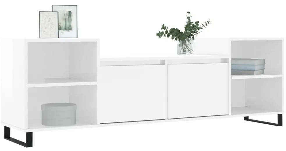 vidaXL Έπιπλο Τηλεόρασης Γυαλ. Λευκό 160x35x55 εκ. Επεξεργασμένο Ξύλο