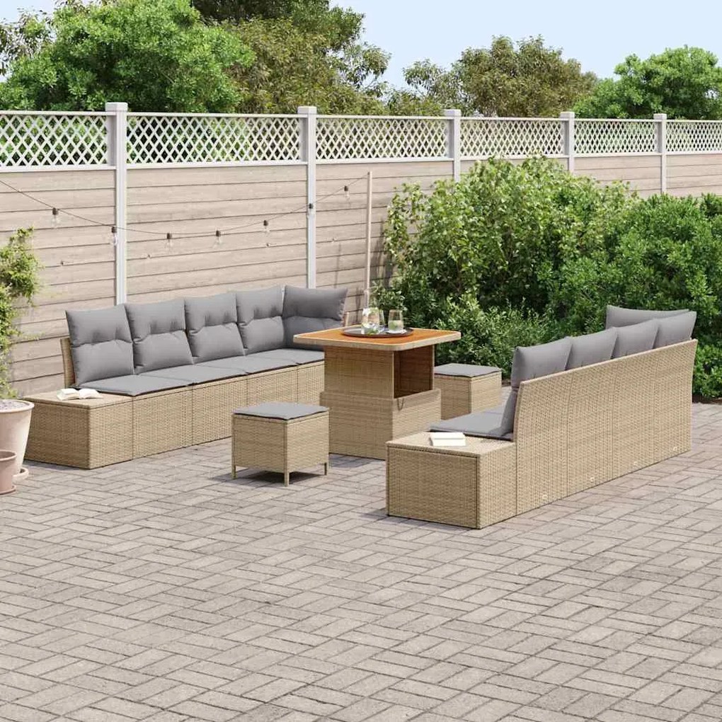 vidaXL Σετ Καναπέ Κήπου 11 pcs Μπεζ, Ανοιχτό Γκρι 80 x 80 x 71 cm