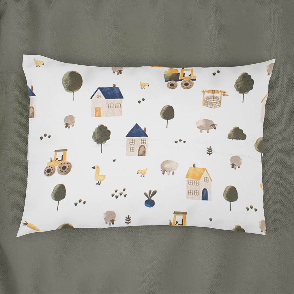 Παιδική Μαξιλαροθήκη (50x70) Dimcol Village 579 White - Green