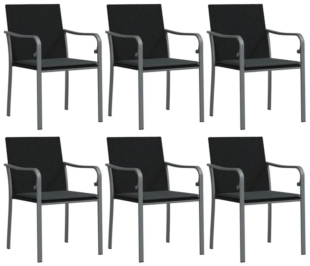 vidaXL Σετ Τραπεζαρίας Κήπου 7 τεμ. Συνθ. Ρατάν / Ατσάλι με Μαξιλάρια