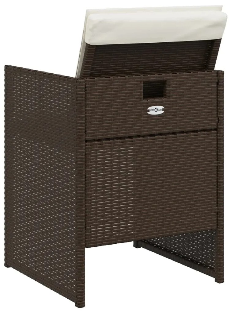 vidaXL Καρέκλες Κήπου 4 τεμ. Καφέ Συνθ. Ρατάν Μαξιλάρια