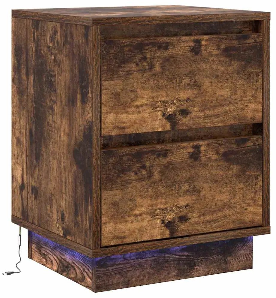vidaXL Κομοδίνο με συρτάρι με 2 pcs Καπνιστή δρυς 39 x 34.5 x 50 εκ.