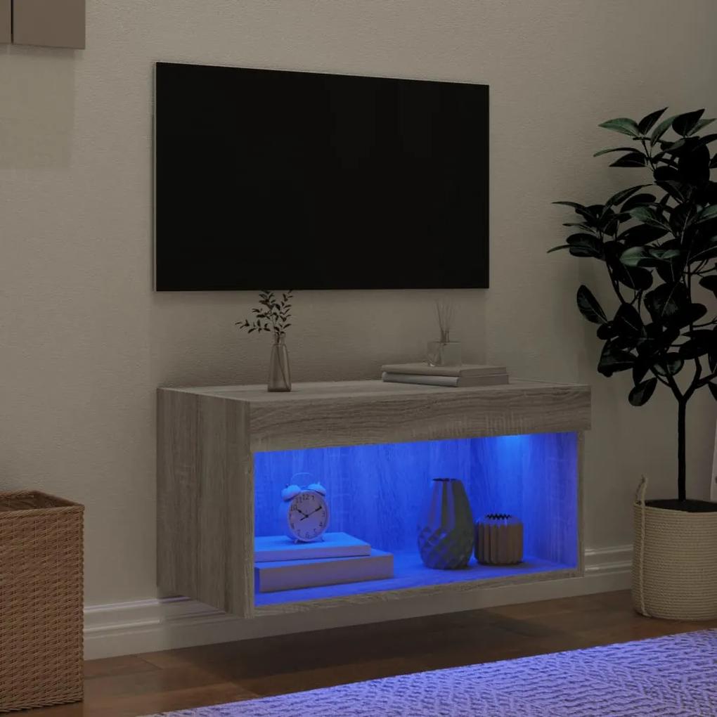 vidaXL Έπιπλο Τηλεόρασης με LED Γκρι Sonoma 60x30x30 εκ.