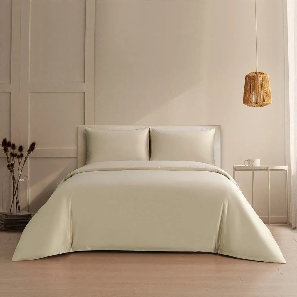 Παπλωματοθήκη Satin Bella (Σετ 3τμχ) Beige Melinen Queen Size 225x240cm Πολυέστερ