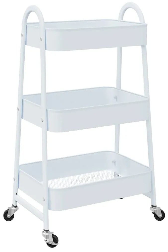 vidaXL Τρόλεϊ αποθήκευσης 3 επιπέδων Λευκό 42x41,5x77 cm Χάλυβας