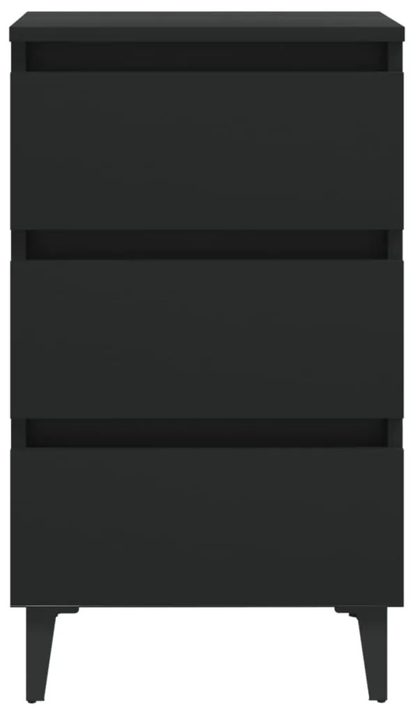 vidaXL Κομοδίνα 2 τεμ. Μαύρα 40 x 35 x 69 εκ. με Μεταλλικά Πόδια