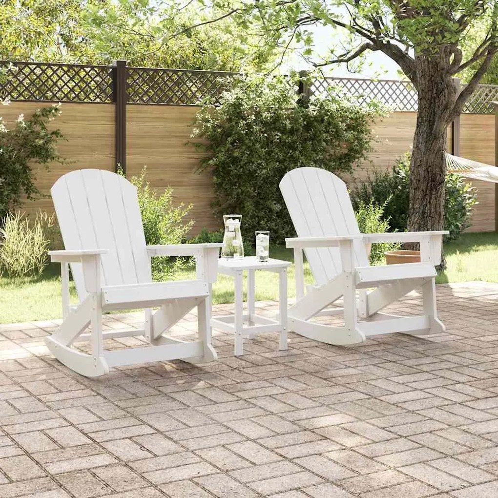 vidaXL Σετ Ξαπλώστρας Κήπου 3 pcs Λευκό HDPE