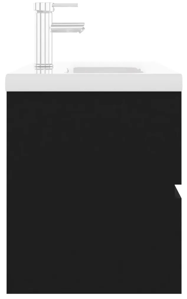 vidaXL Ντουλάπι Μπάνιου με Νιπτήρα Μαύρο από Επεξεργασμένο Ξύλο