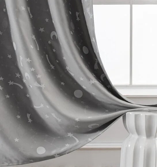 Beauty Home Κουρτίνα φωσφορίζουσα με 8 κρίκους Art 6140 140x260 Γκρι